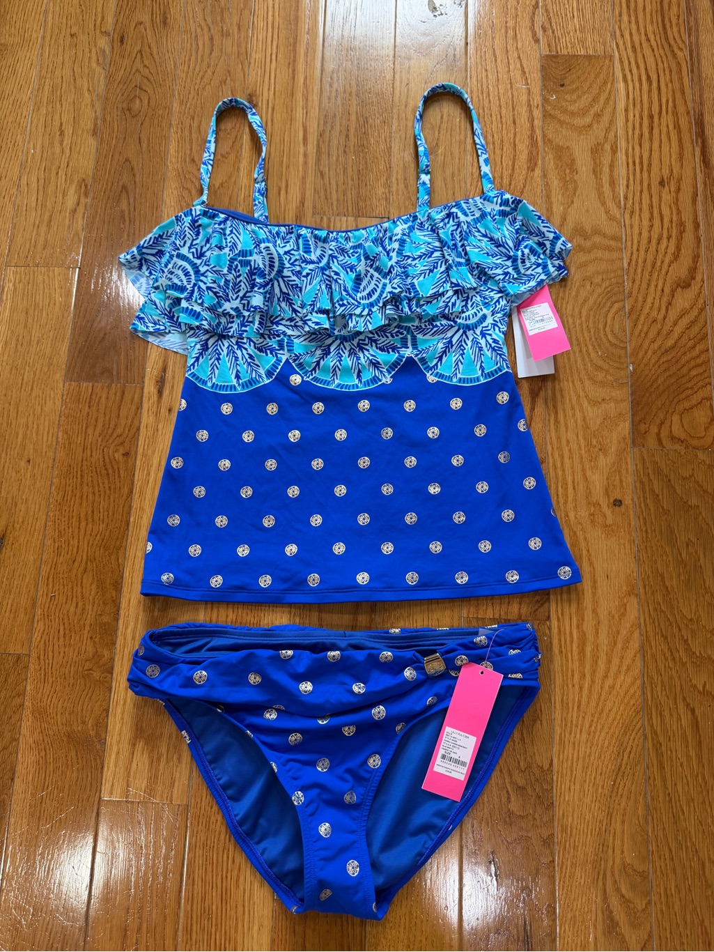 Lilly Pulitzer Royal Blue & Aqua Ruffled Tankini Set